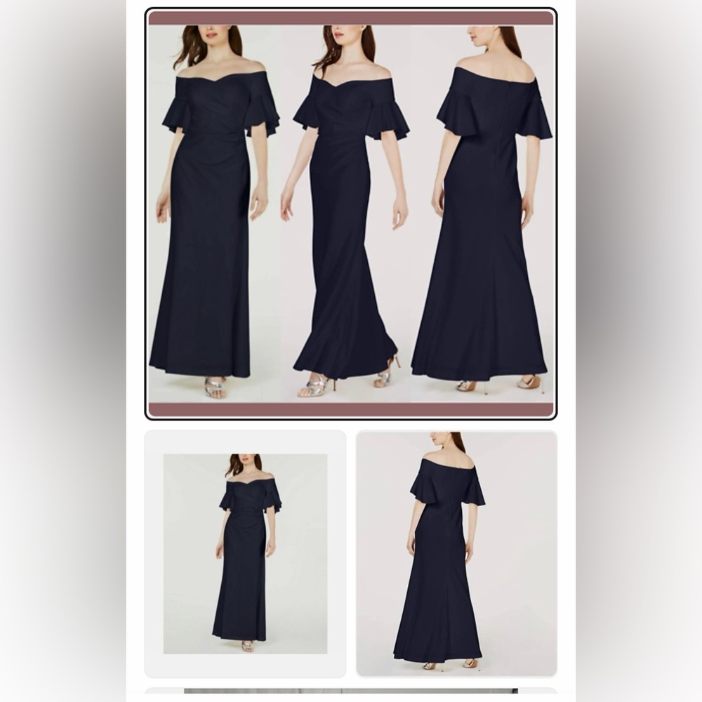 Calvin Klein Navy Off-Shoulder Maxi Dress
